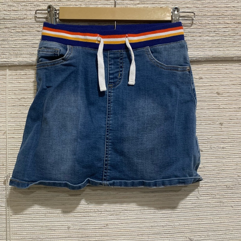 Blue Girl’s Colorful Trim Jean Skirt